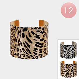 12PCS - Leopard Printed Cuff Bracelets