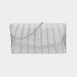 Pearl Stone Bling Embellished Flap Evening Clutch Bag