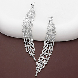 Rhinestone Paved Abstract Dropdown Evening Earrings