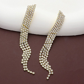 Rhinestone Paved Fringe Dropdown Evening Earrings