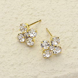 Flower Stone Stud Earrings