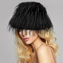 Faux Fur Feather Bucket Hat