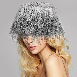 Faux Fur Feather Bucket Hat