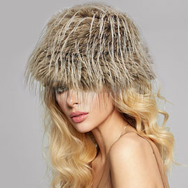 Faux Fur Feather Bucket Hat