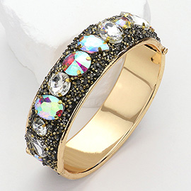 Sparkly Stone Embellished Hinged Bangle Bracelet