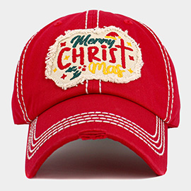 Merry CHRIST Mas Message Accented Vintage Baseball Cap