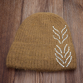 Bling Arrow Studded Accented Fuzzy Winter Beanie Hat