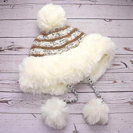 Faux Fur Earmuff Pom Pom Winter Hat 