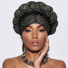 Bling Studded Braided Turban Hat