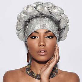 Bling Studded Braided Turban Hat