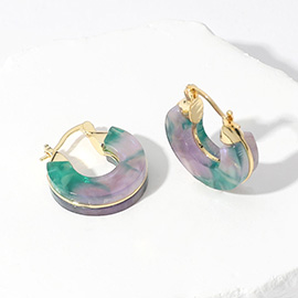 14K Gold Dipped Small Chunky Resin Pin Catch Earrings