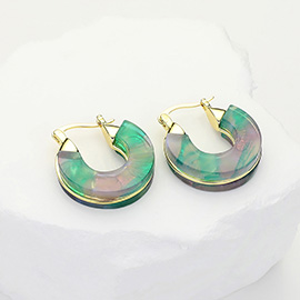 14K Gold Dipped Small Chunky Resin Pin Catch Earrings