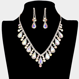 Teardrop Stone Accented Rhinestone Necklace