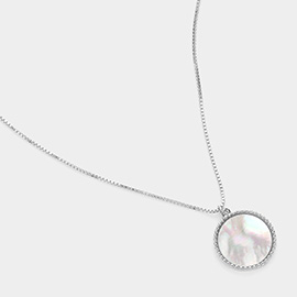 Mother Of Pearl Disc Pendant Necklace