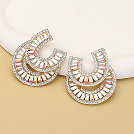 Stone Embellished Double Horseshoe Earrings