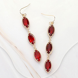 Marquise Stone Cluster Link Dropdown Dangle Earrings