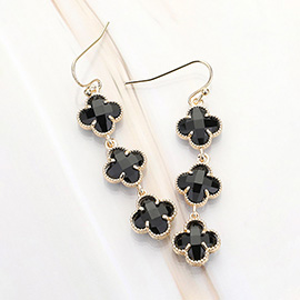 Quatrefoil Stone Cluster Dropdown Dangle Earrings