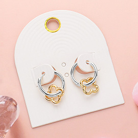 Open Metal Quatrefoil Pointed Huggie Hoop Earrings