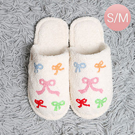 Multi Ribbon Embroidered Soft Home Indoor Floor Slippers