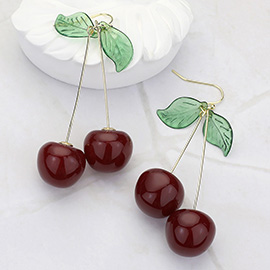 14K Gold Dipped Hypoallergenic Cherry Drop Dangle Earrings