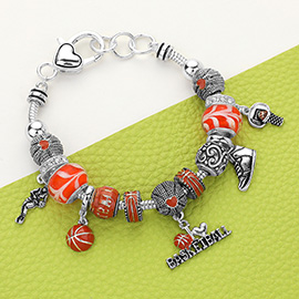 Basketball Charm Multi Bead Bracelet