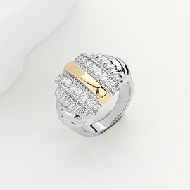 Two Tone CZ Stone Paved Ring