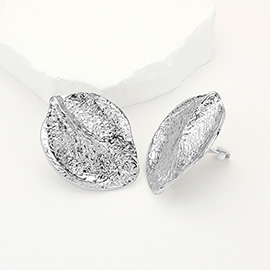 Textured Metal Leaf Clip On Earrings