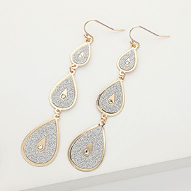 Triple Sparkly Teardrop Link Dropdown Earrings