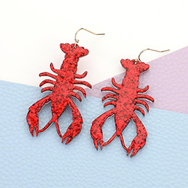 Glittered Mardi Gras Lobster Crawfish Dangle Earrings