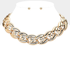 Chunky Metal Plate Chain Necklace