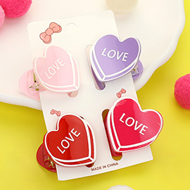 4PCS - LOVE Message Acetate Heart Hair Claw Clips