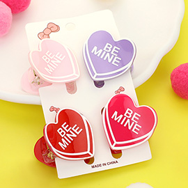 4PCS - BE MINE Message Acetate Heart Hair Claw Clips