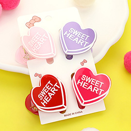 4PCS - SWEET HEART Message Acetate Heart Hair Claw Clips