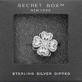 SECRET BOX_Sterling Silver Dipped Clover Spinning Adjustable Ring