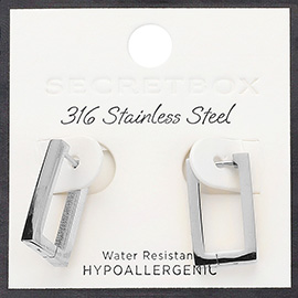 SECRET BOX_Stainless Steel Rectangle Huggie Hoop Earrings