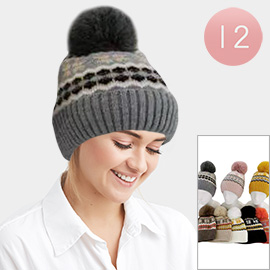 12PCS - Oversized Pom Beanie Hat