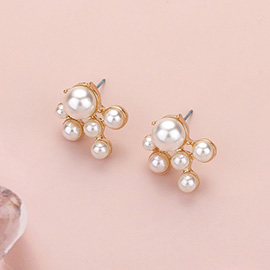 Pearl Cluster Stud Earrings