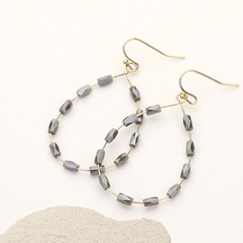 Faceted Beaded Open Teardrop Dangle Earrings