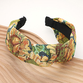 Flower Pattern Printed Knot Headband