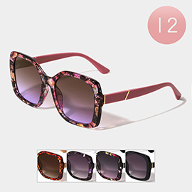 12PCS - Frame Crystal Color Pattern Fashion Butterfly Wayfarer Sunglasses