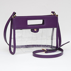 Faux Leather Transparent Crossbody Bag