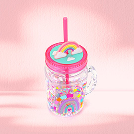 HOT FOCUS - Kids Glow in the Dark Rainbow Mason Jar Tumbler