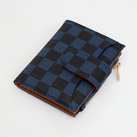 Faux Leather Checkered Fold Wallet