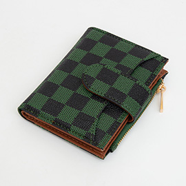 Faux Leather Checkered Fold Wallet