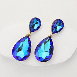 Glass Crystal Teardrop Evening Earrings