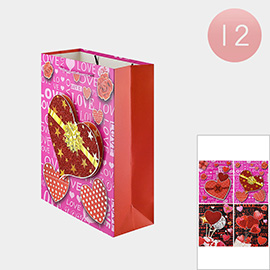 12PCS - Heart Love Printed Gift Bags