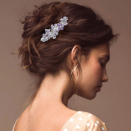 Stone Embellished Butterfly Flower Accented Hair Comb