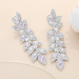 Marquise CZ Stone Vine Dropdown Evening Earrings