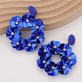 Flower Sequin Wreath Dangle Earrings