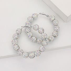 Shamballa Ball Beaded Hoop Earrings